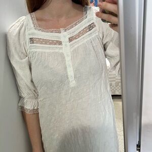 Vintage 100% Cotton Nightgown with Delicate Lace Trim